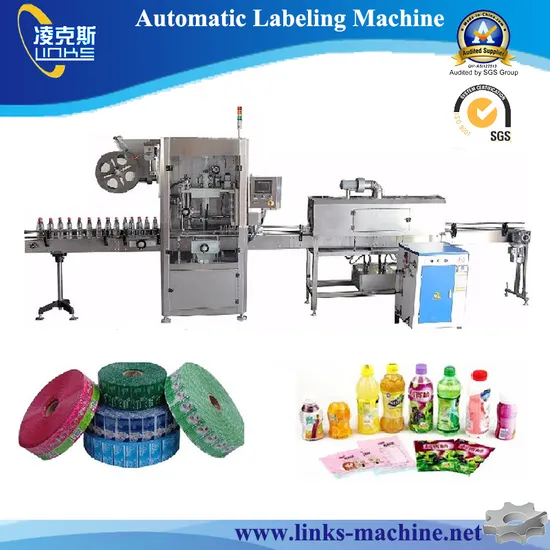 완전 자동 원형, 정사각형 PVC 필름 주스, 물 및 음료수 병 라벨링 기계